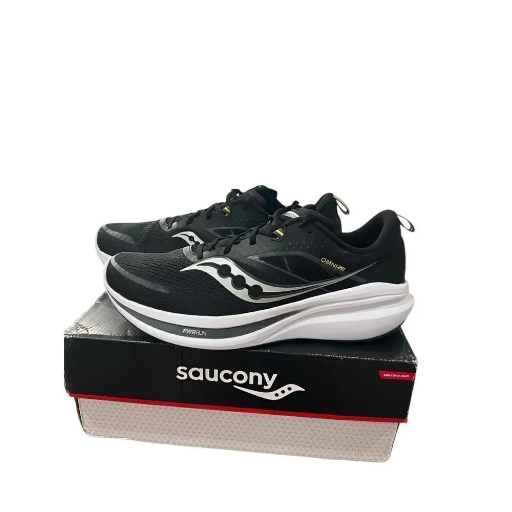 New With Box Saucony Omni 22 Mens Size 14 Running Sneakers Black White
